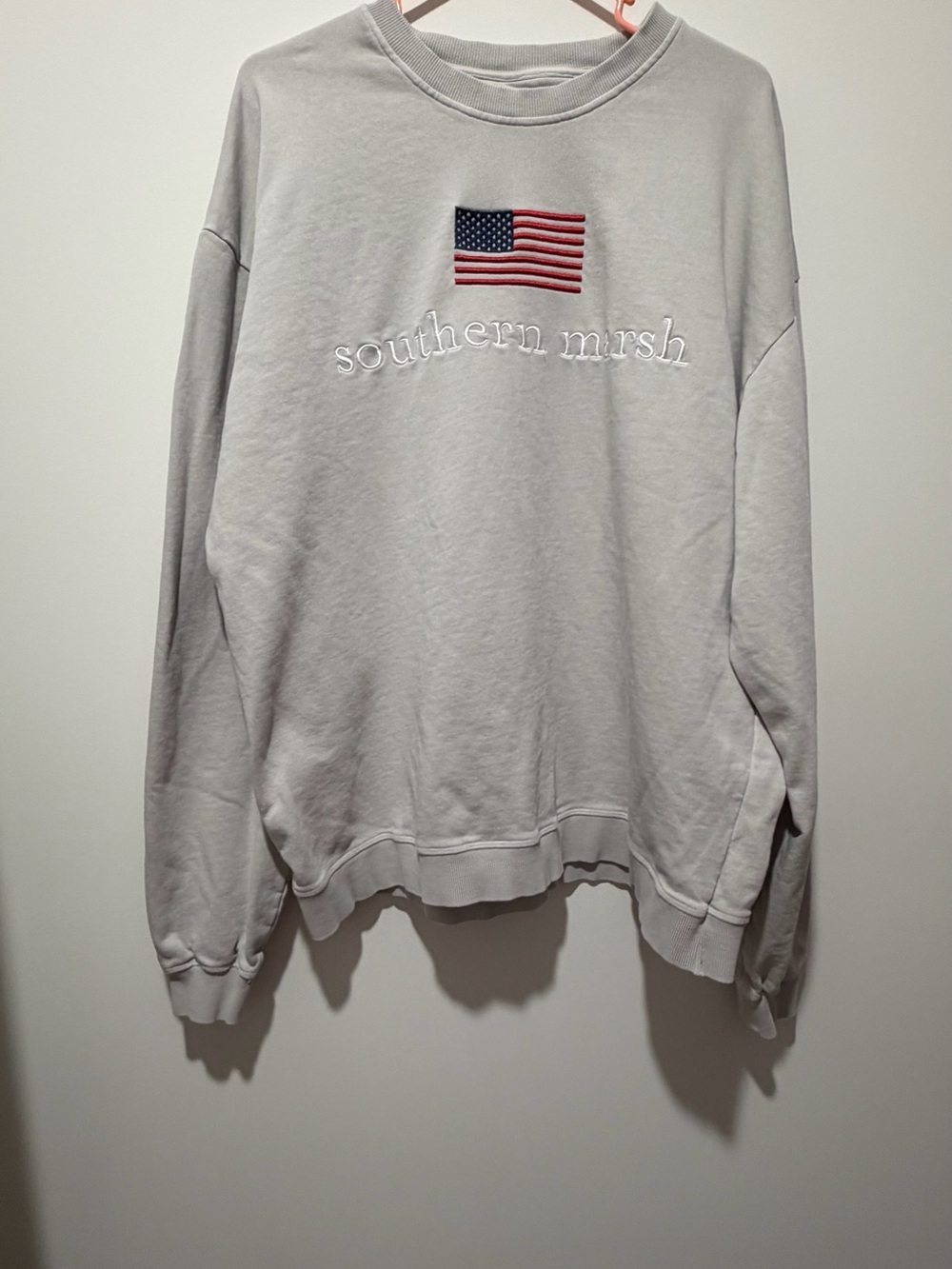 Southern Marsh Men’s Light Gray Flag Crewneck Sweatshirt Size XL